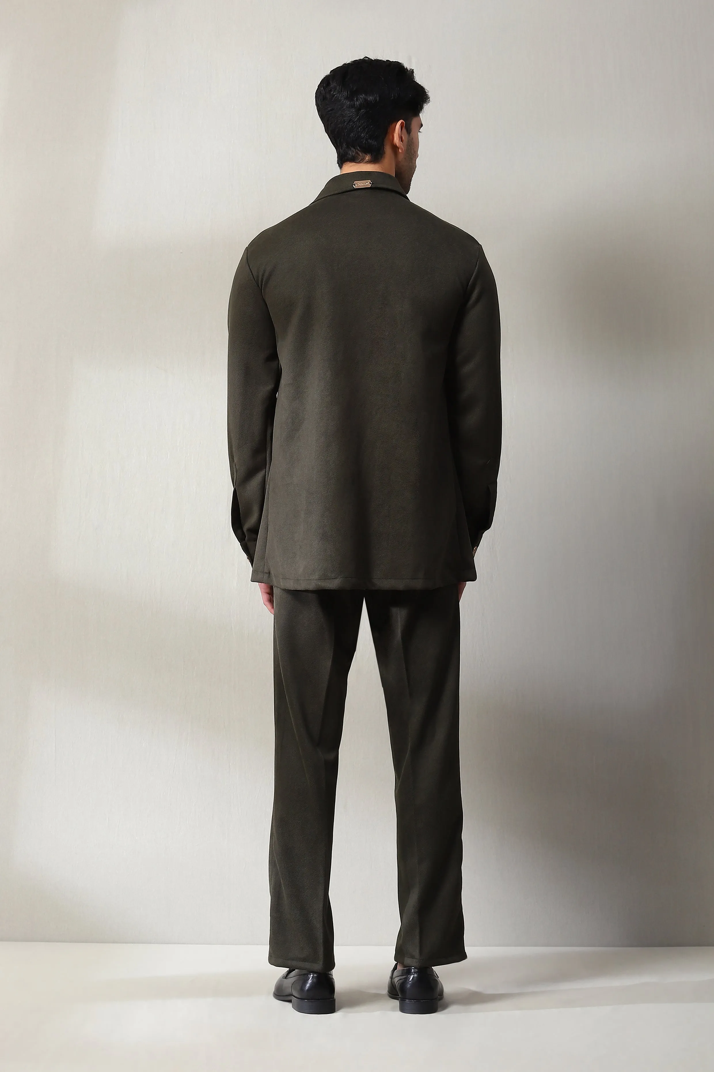 This dark olive green corduroy velvet co-ord set
