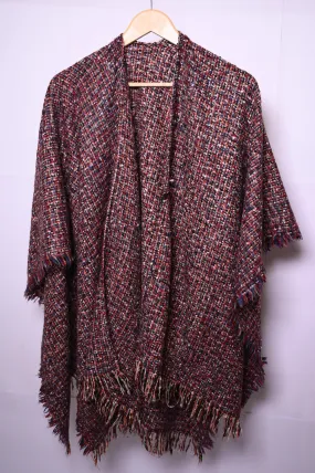 Thriftyfy Red & Dotted Design Winter Cape