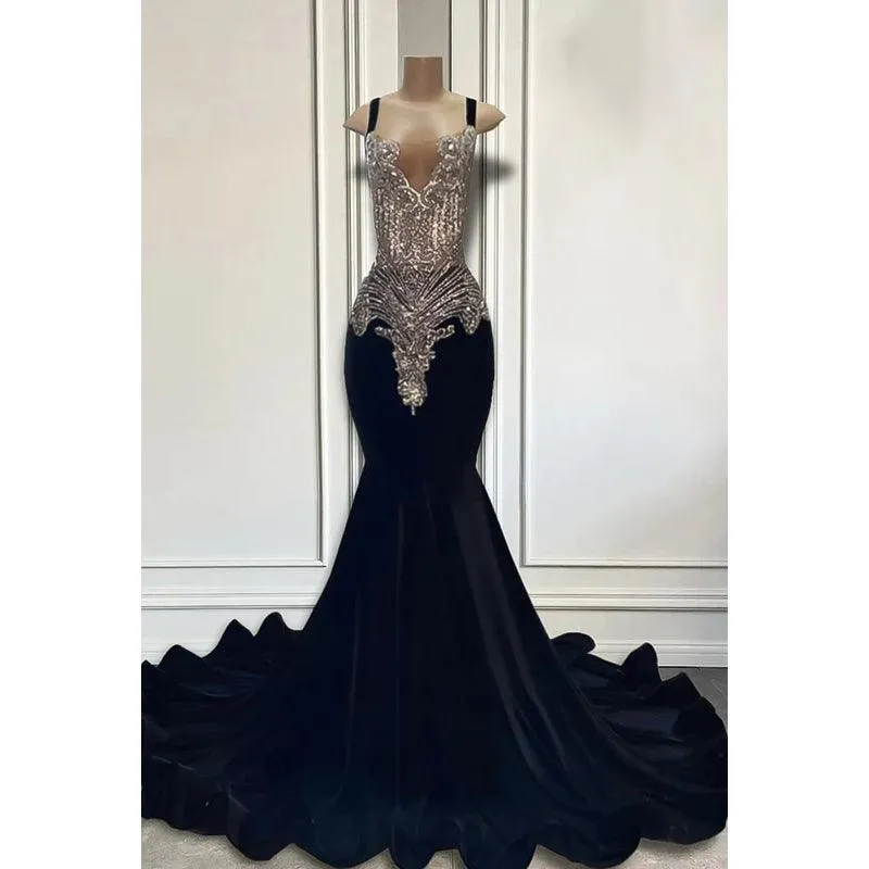 Trumpet/Mermaid Ruffles Hot V-neck Straps Rhinestones Evening Party Prom Dress