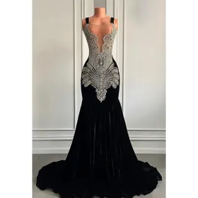 Trumpet/Mermaid Ruffles Hot V-neck Straps Rhinestones Evening Party Prom Dress
