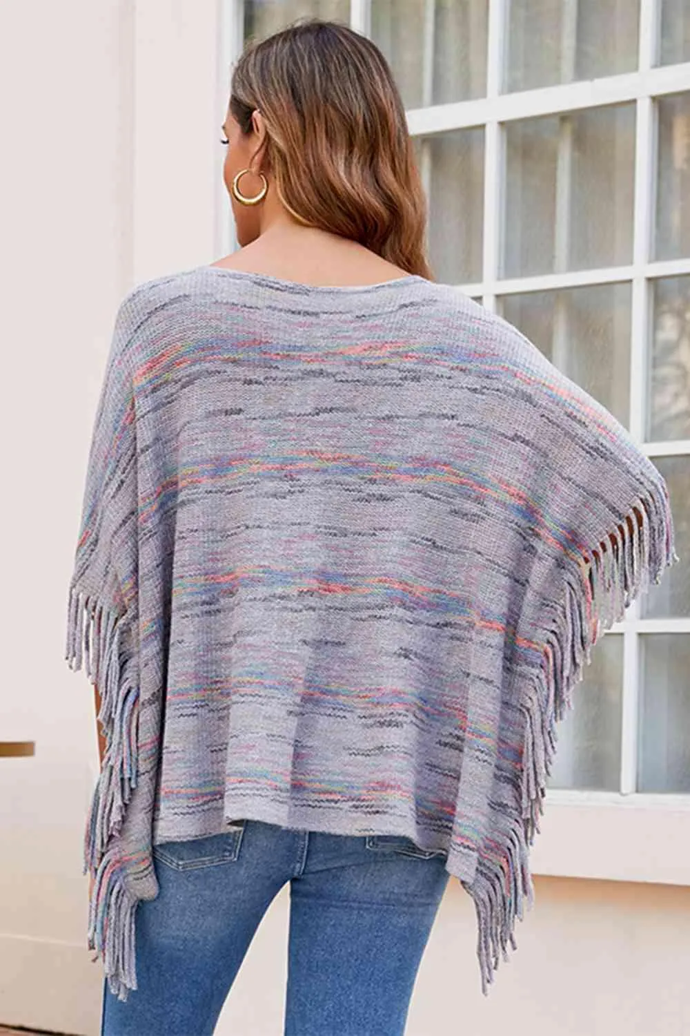 Unique Warmth Half Cloak Sleeve Fringe Poncho