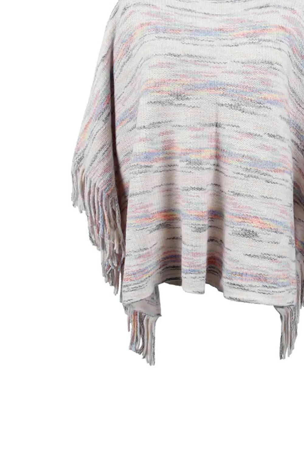 Unique Warmth Half Cloak Sleeve Fringe Poncho