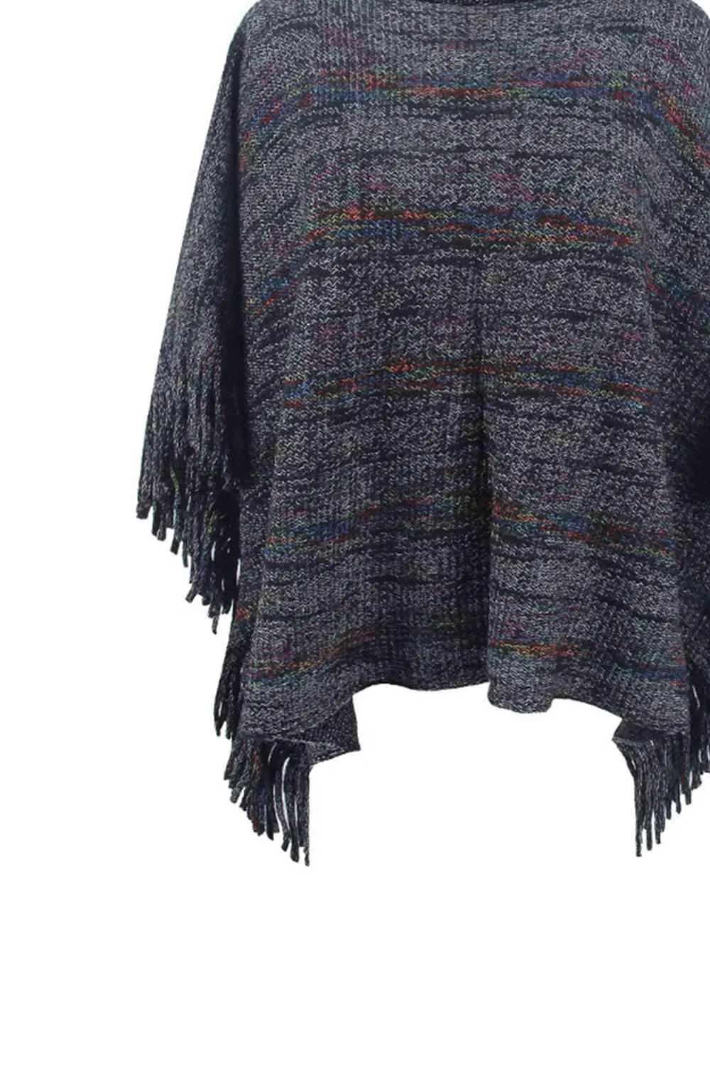 Unique Warmth Half Cloak Sleeve Fringe Poncho
