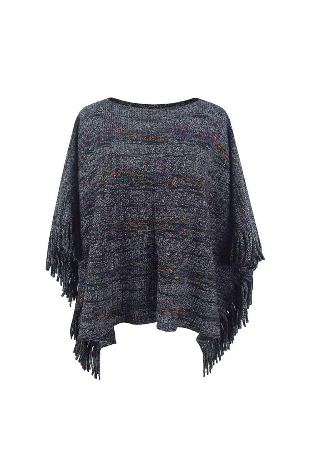 Unique Warmth Half Cloak Sleeve Fringe Poncho