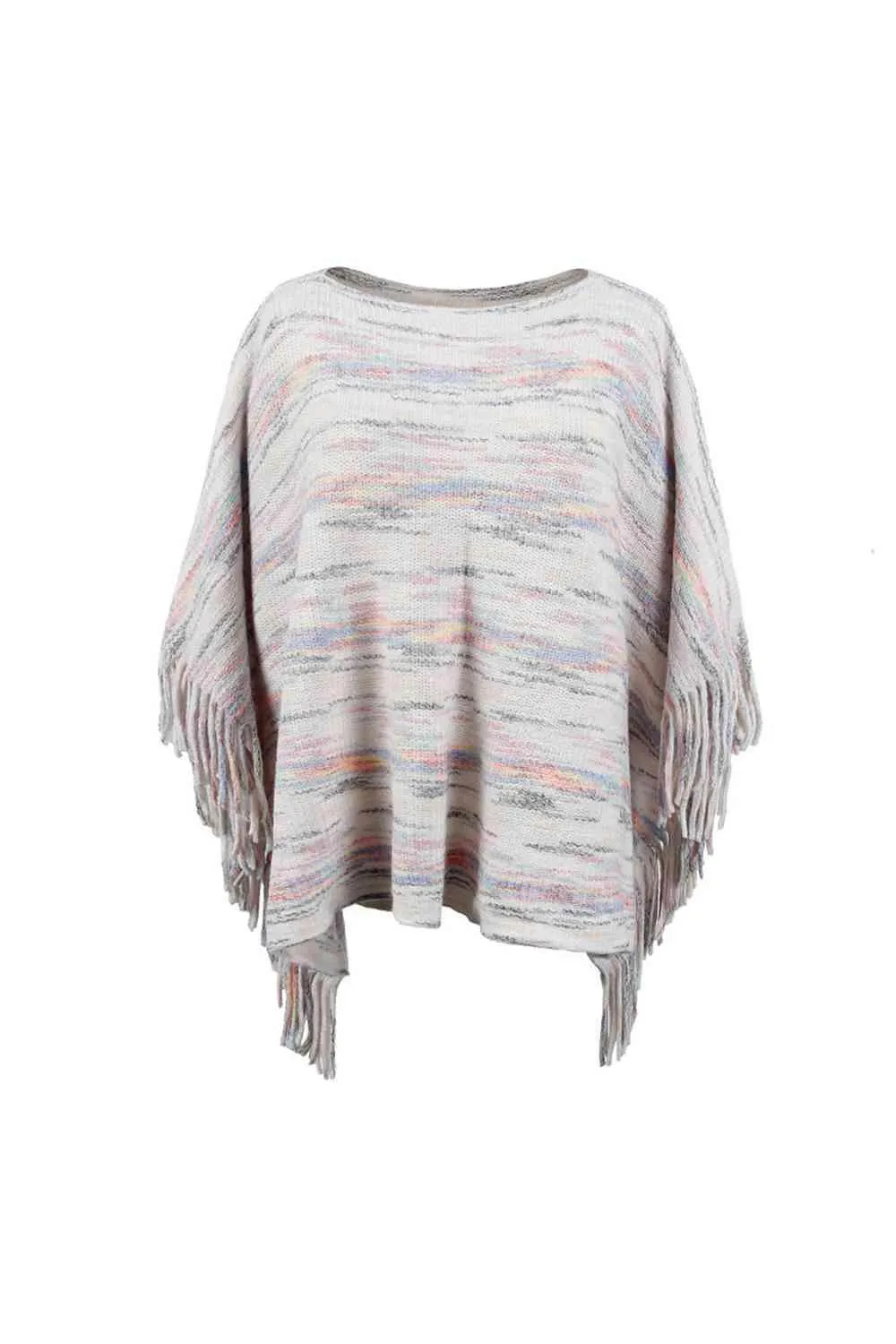 Unique Warmth Half Cloak Sleeve Fringe Poncho