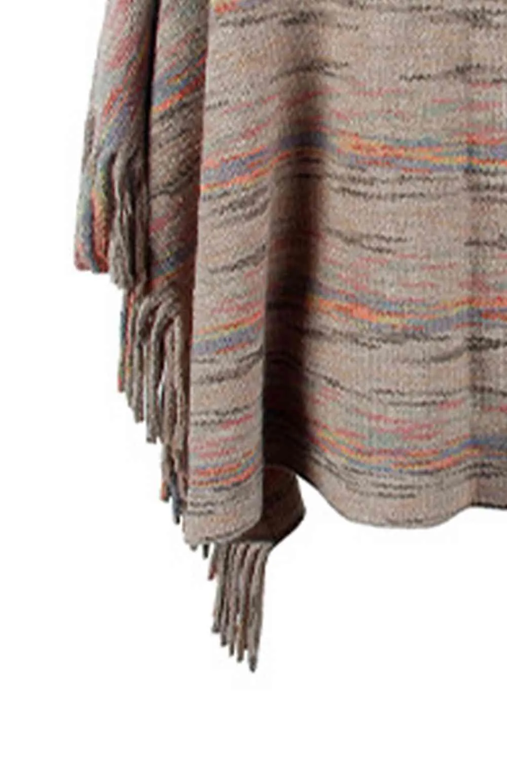 Unique Warmth Half Cloak Sleeve Fringe Poncho