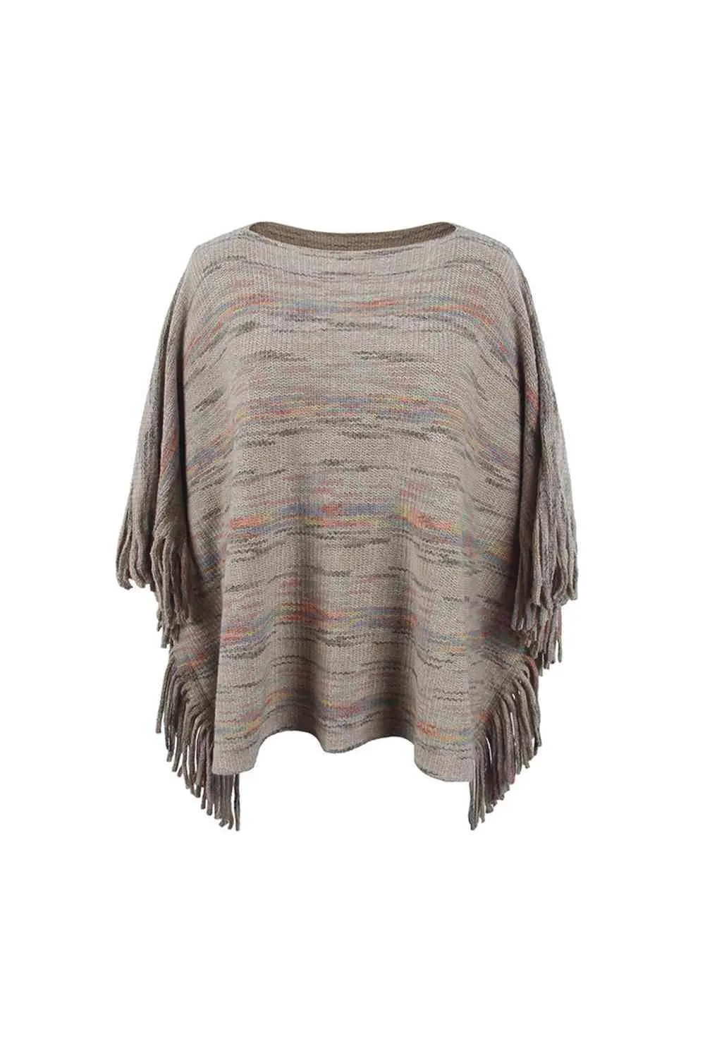 Unique Warmth Half Cloak Sleeve Fringe Poncho