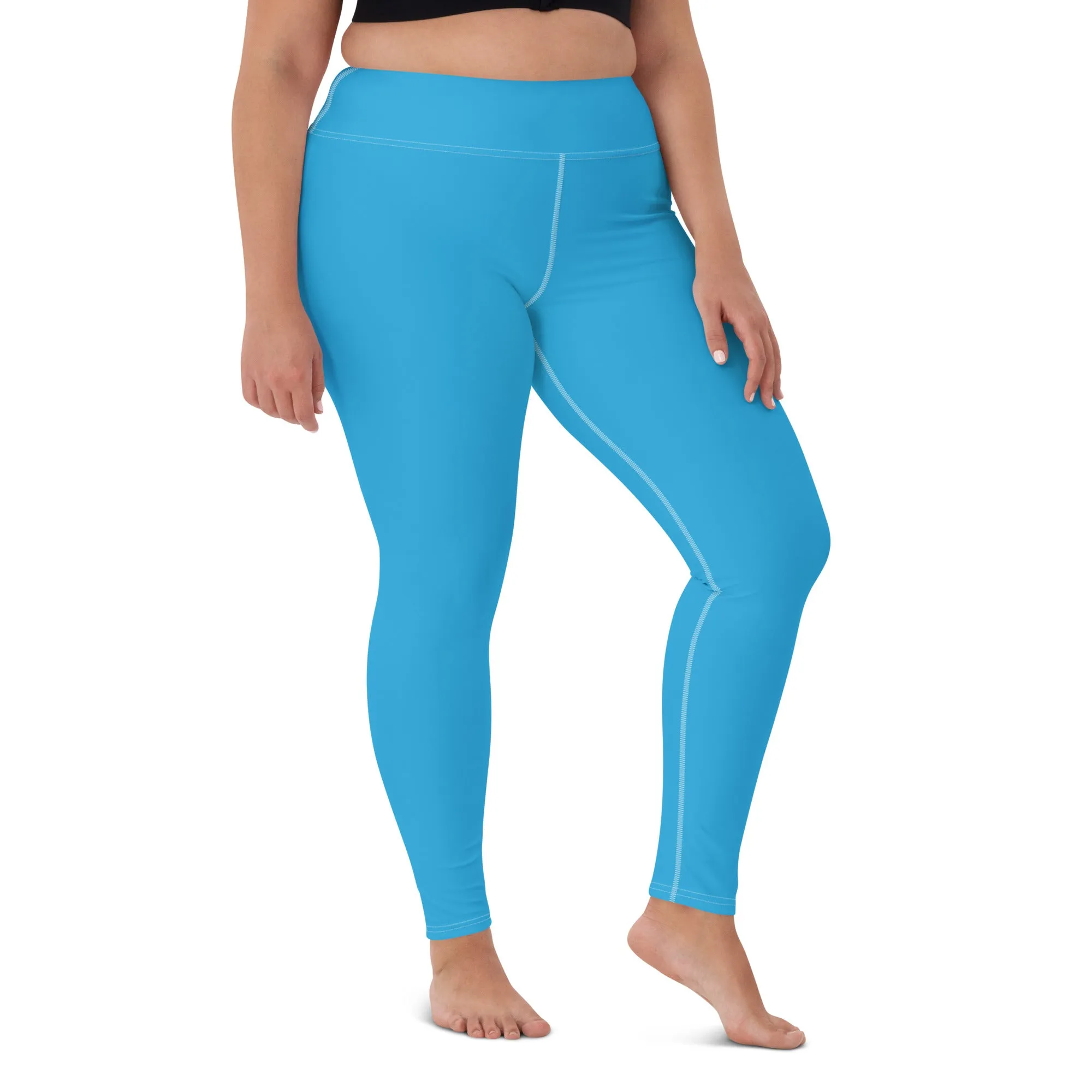 Urban Chic: Women's Solid Color Yoga Pants Leggings - Cyan