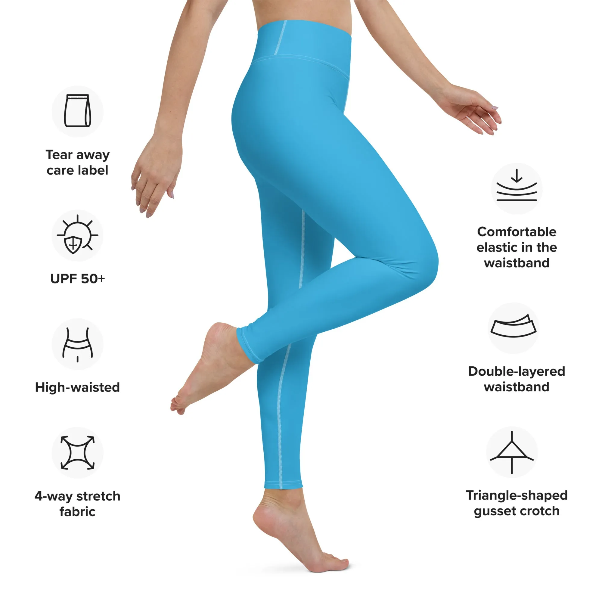 Urban Chic: Women's Solid Color Yoga Pants Leggings - Cyan