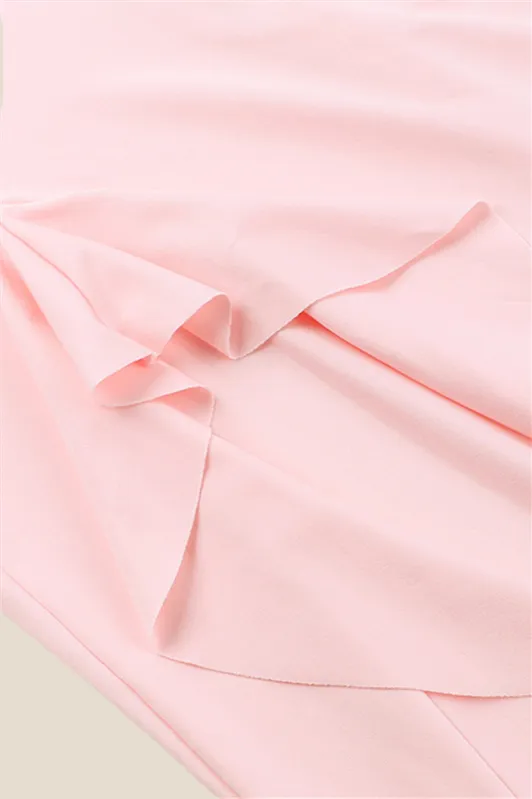 V-neck Pink Ruffle Hem Long Dress with Slit