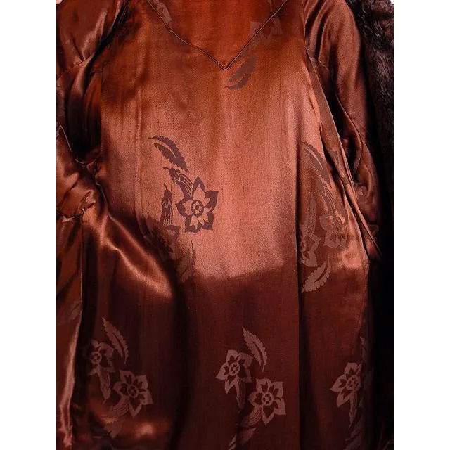 Vintage Brown Sheared Hudson Seal Swing Jacket Fur Trim 1940s Sz S/M