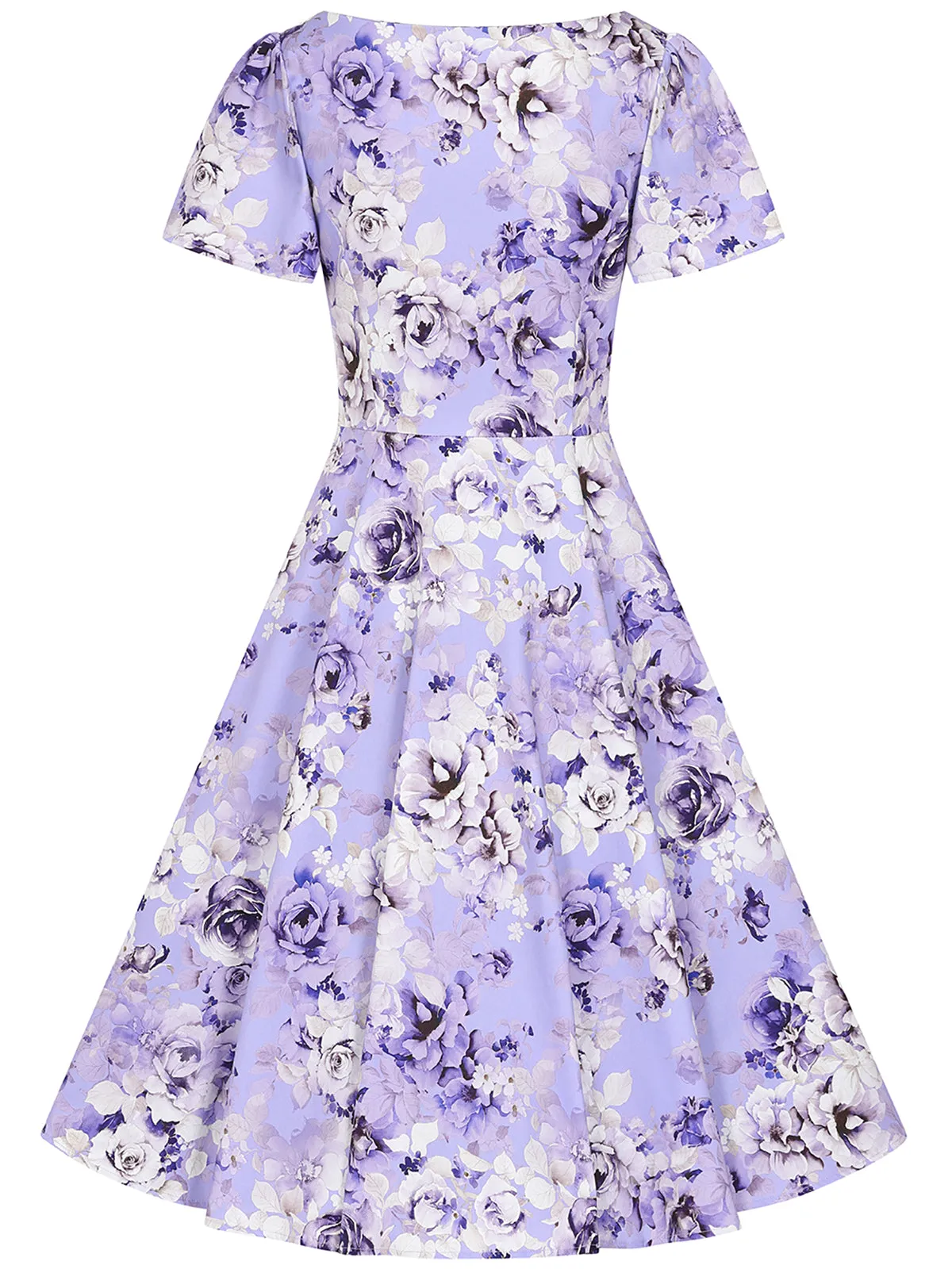 Vintage Style Lilac Floral Print Swing Dress