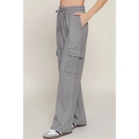 Waistband Drawstring Side Pocket Knit Corduroy Pants