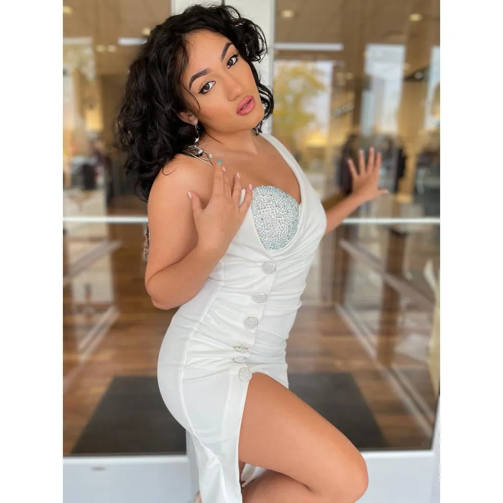 White One Shoulder Midi Dress