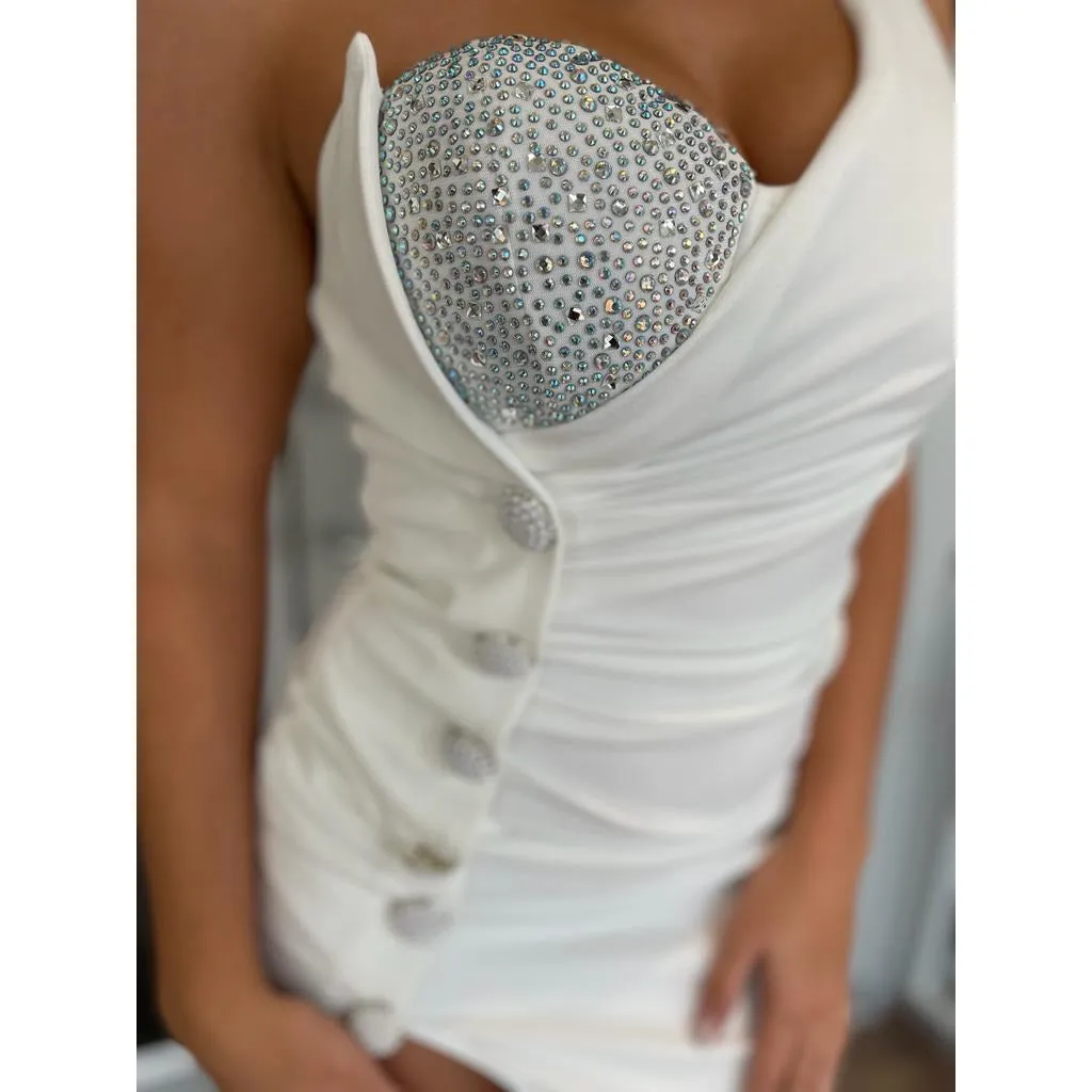 White One Shoulder Midi Dress