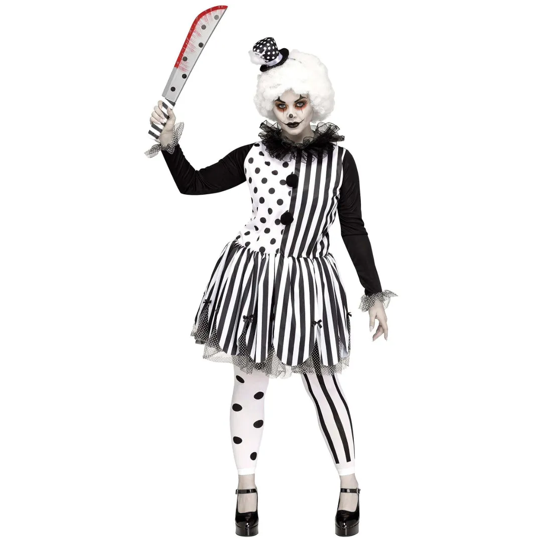 Women black & white killer clown costume Small / Medium 2-8 (1/Pk)