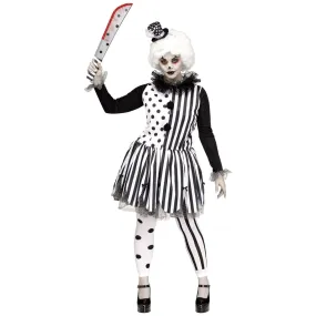 Women black & white killer clown costume Small / Medium 2-8 (1/Pk)