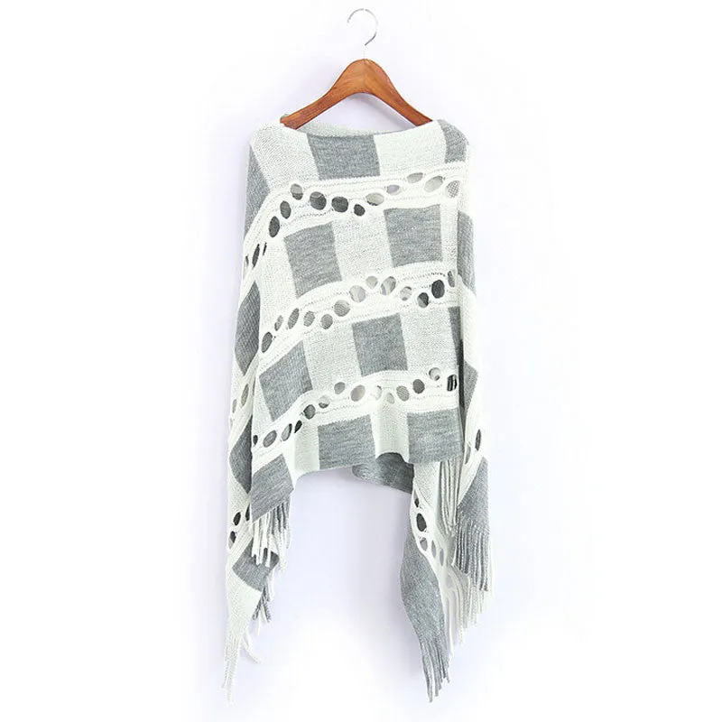 Women's Autumn Plaid Poncho