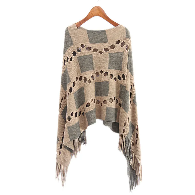 Women's Autumn Plaid Poncho