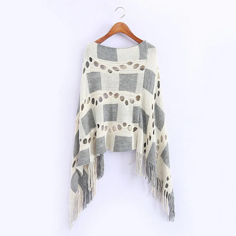 Women's Autumn Plaid Poncho