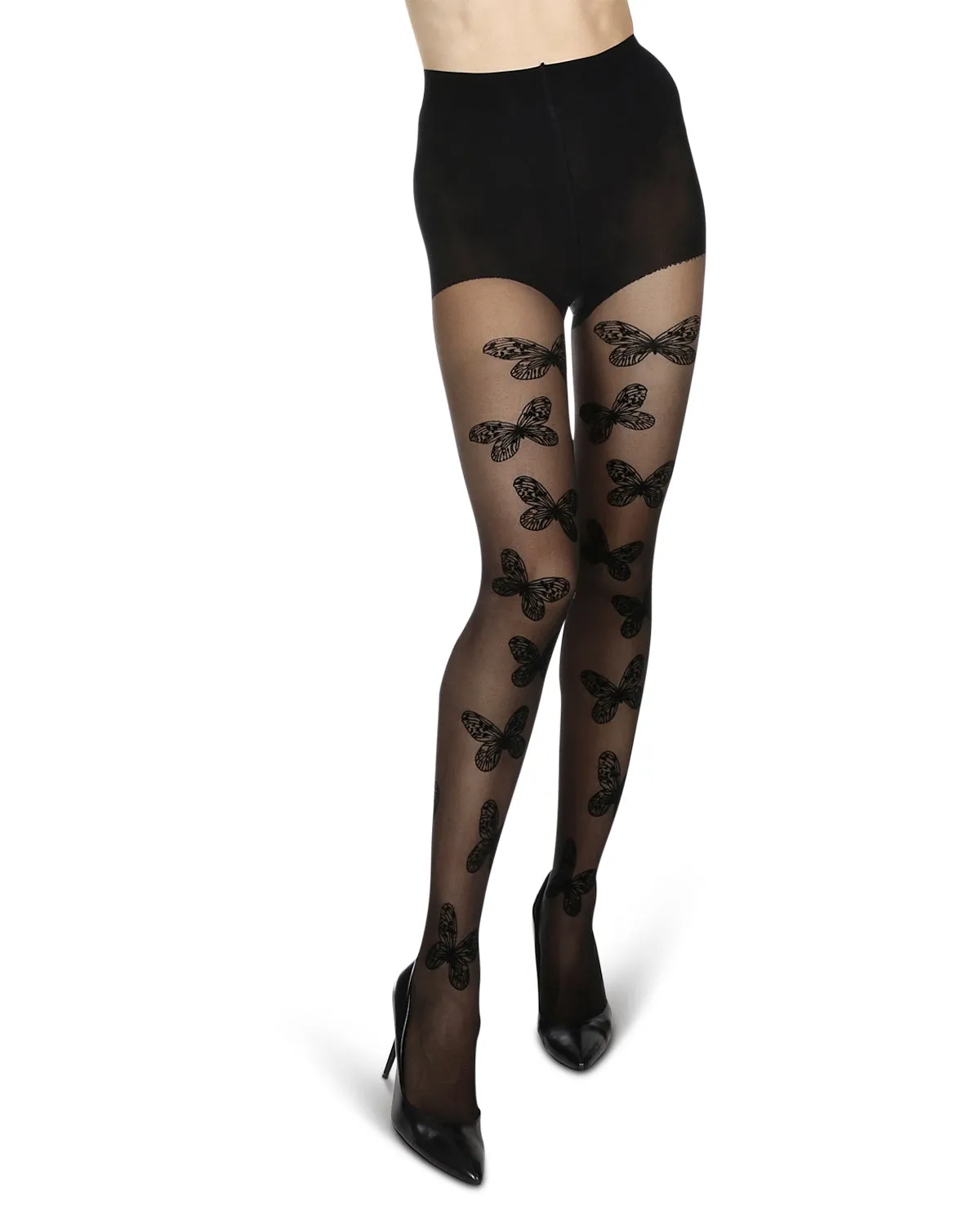 Women's Flutter of Butterflies Flocked Sheer Tights