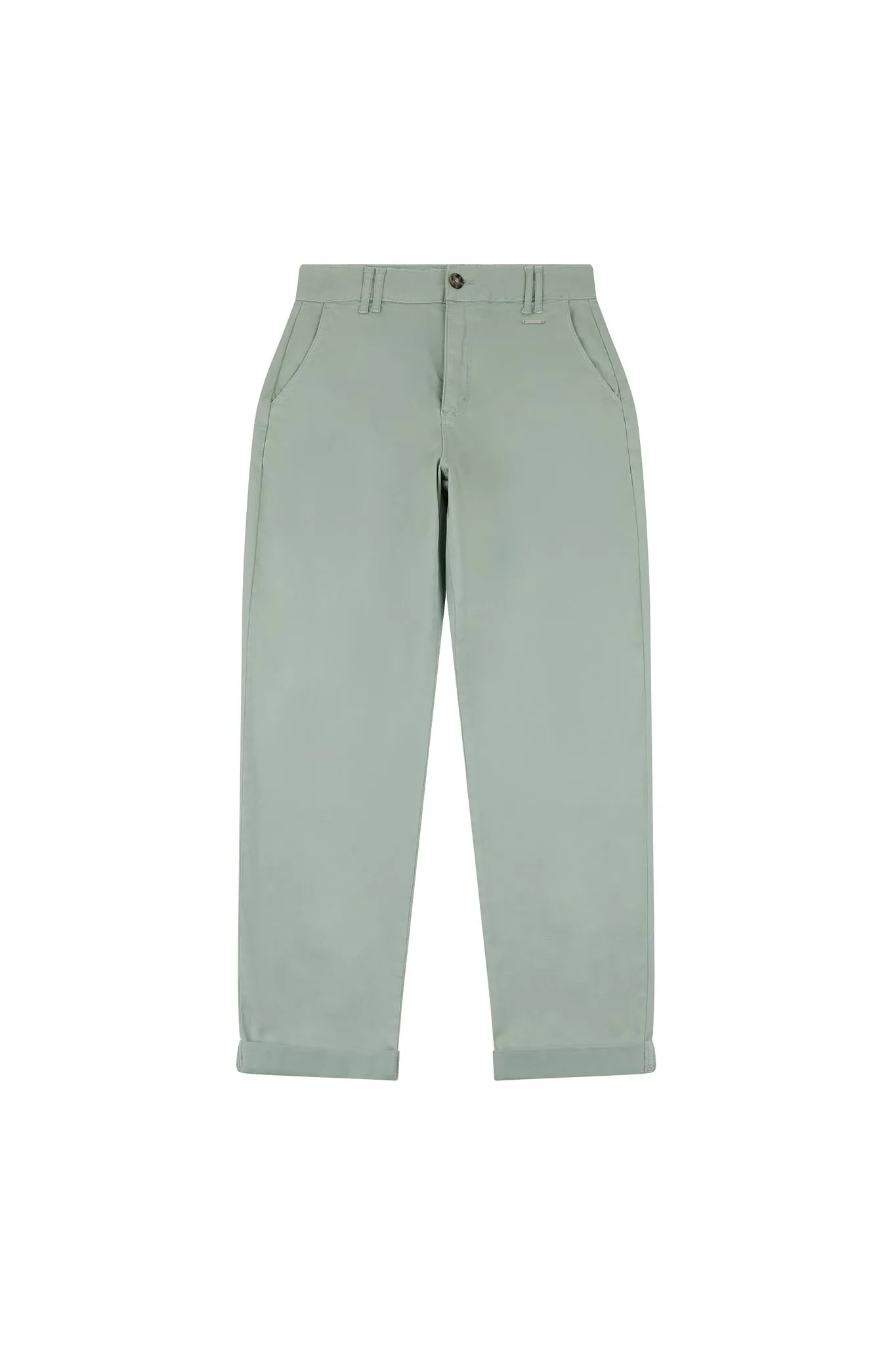 Women's Rolled Hem Chino Trouser in Iceberg Green