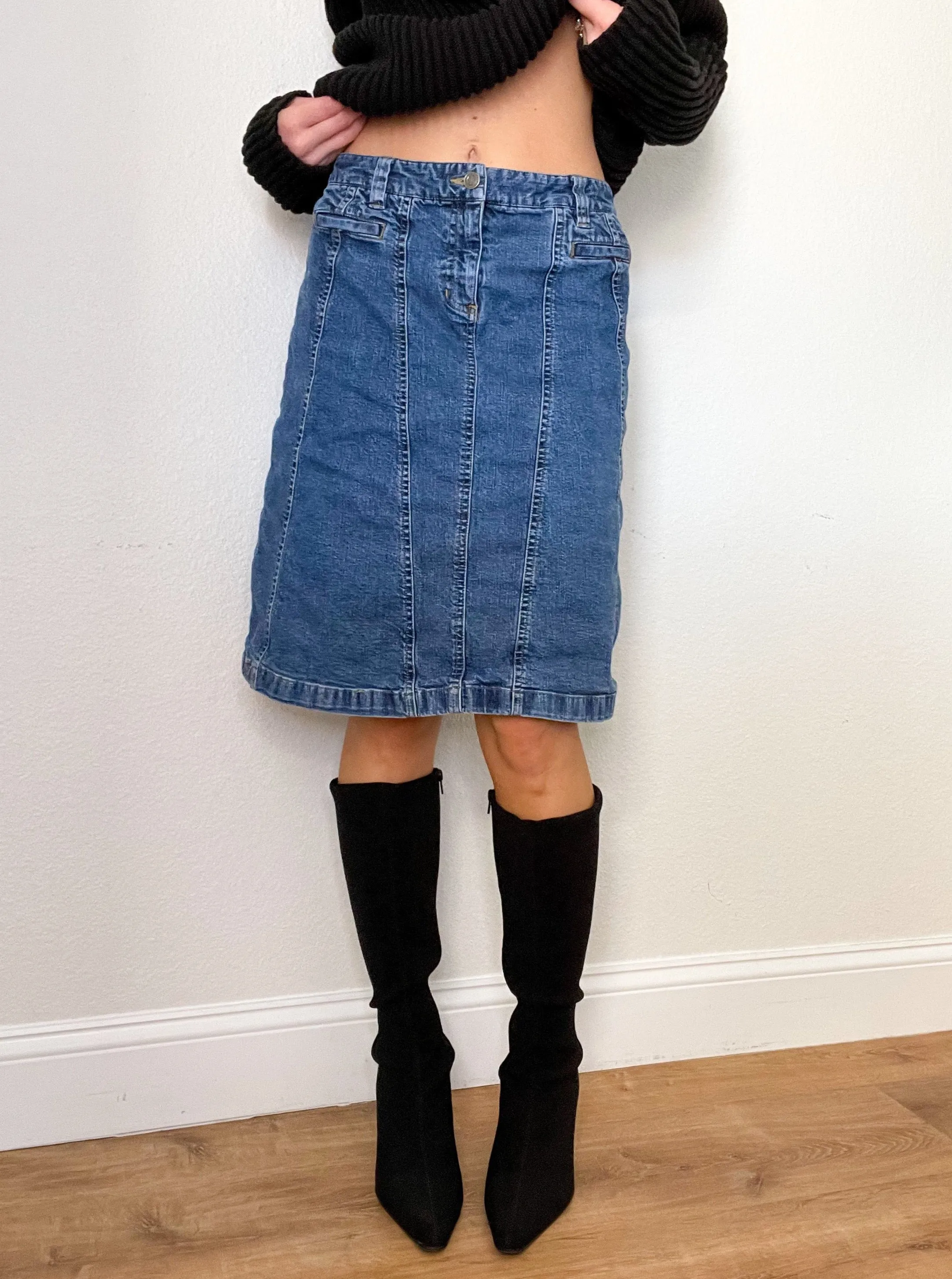 Y2K Denim Midi Skirt (S)
