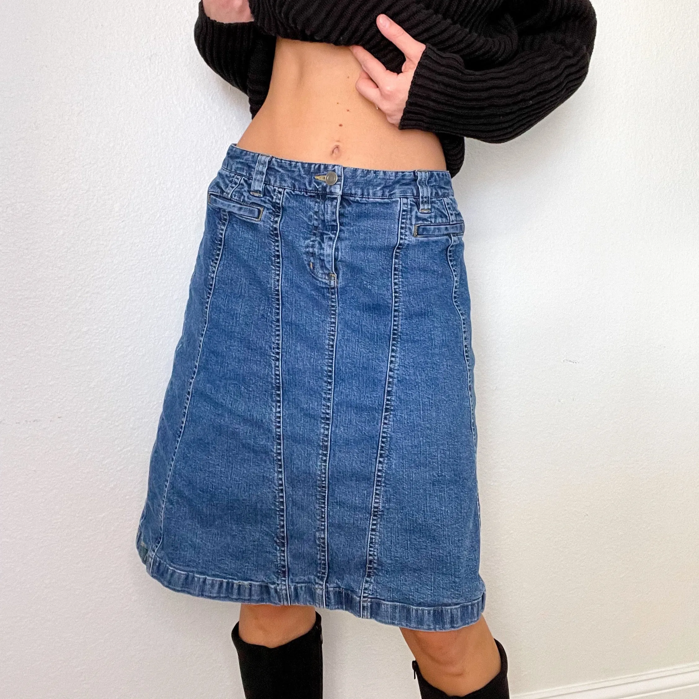 Y2K Denim Midi Skirt (S)