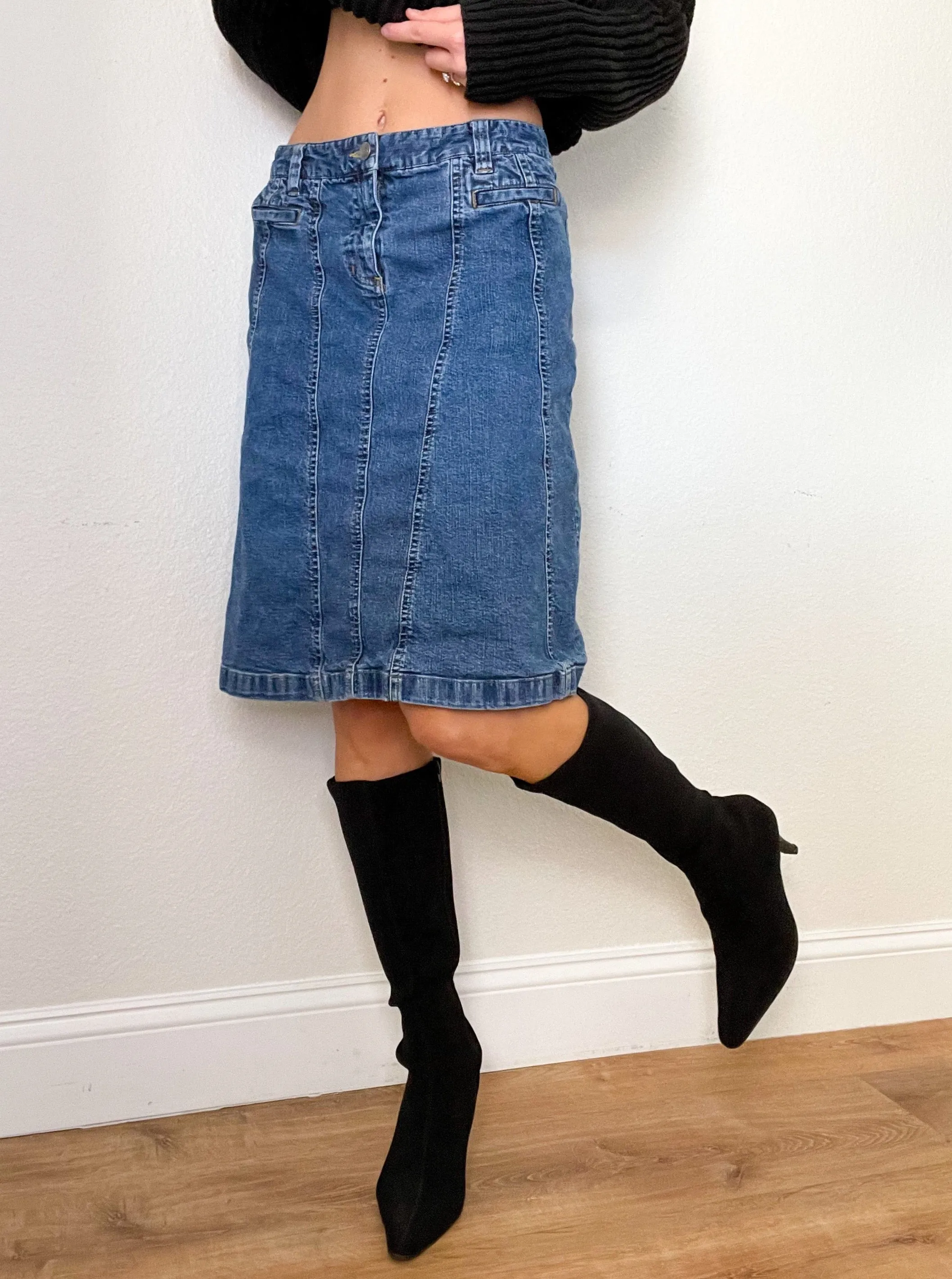 Y2K Denim Midi Skirt (S)