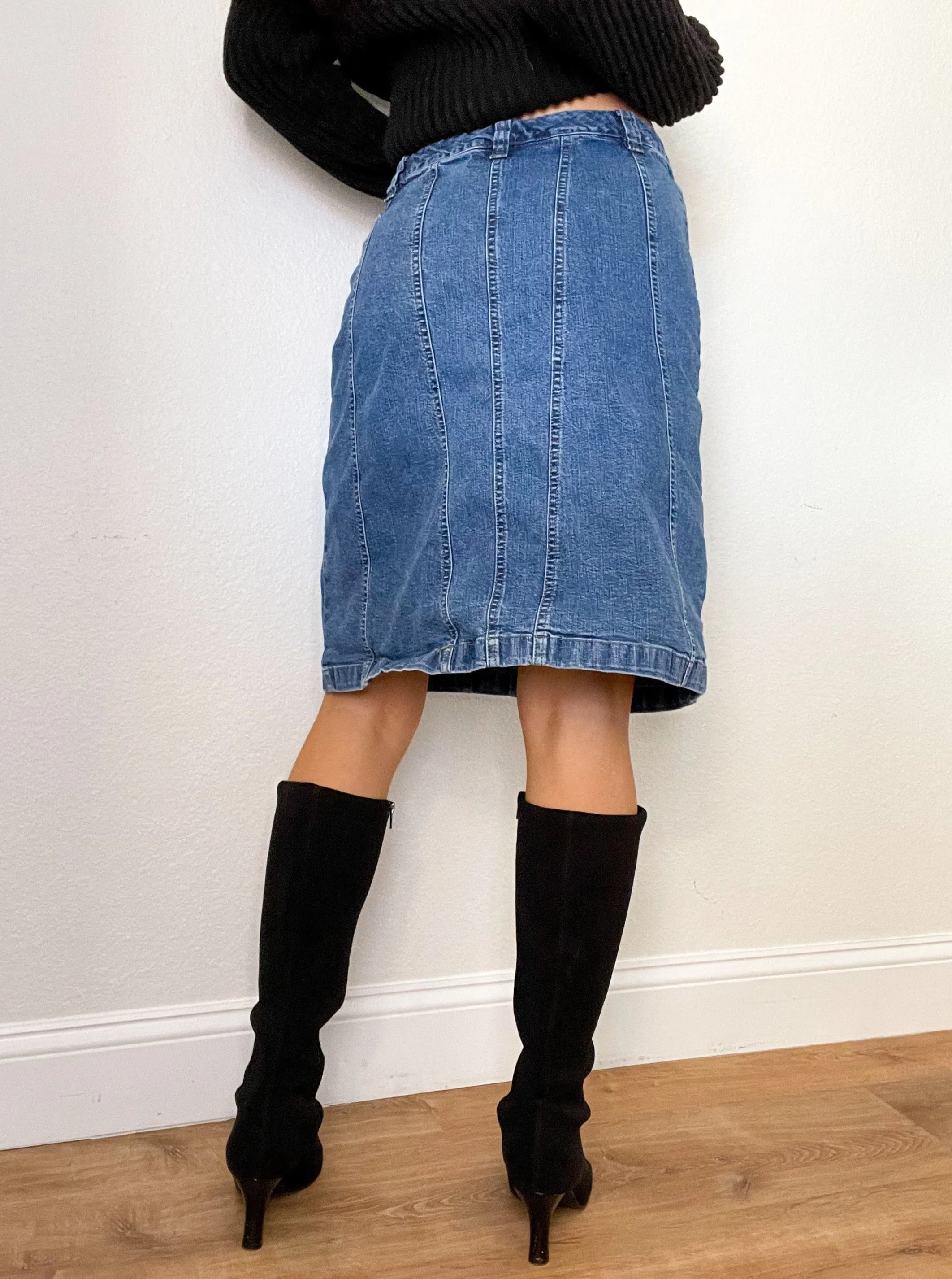 Y2K Denim Midi Skirt (S)
