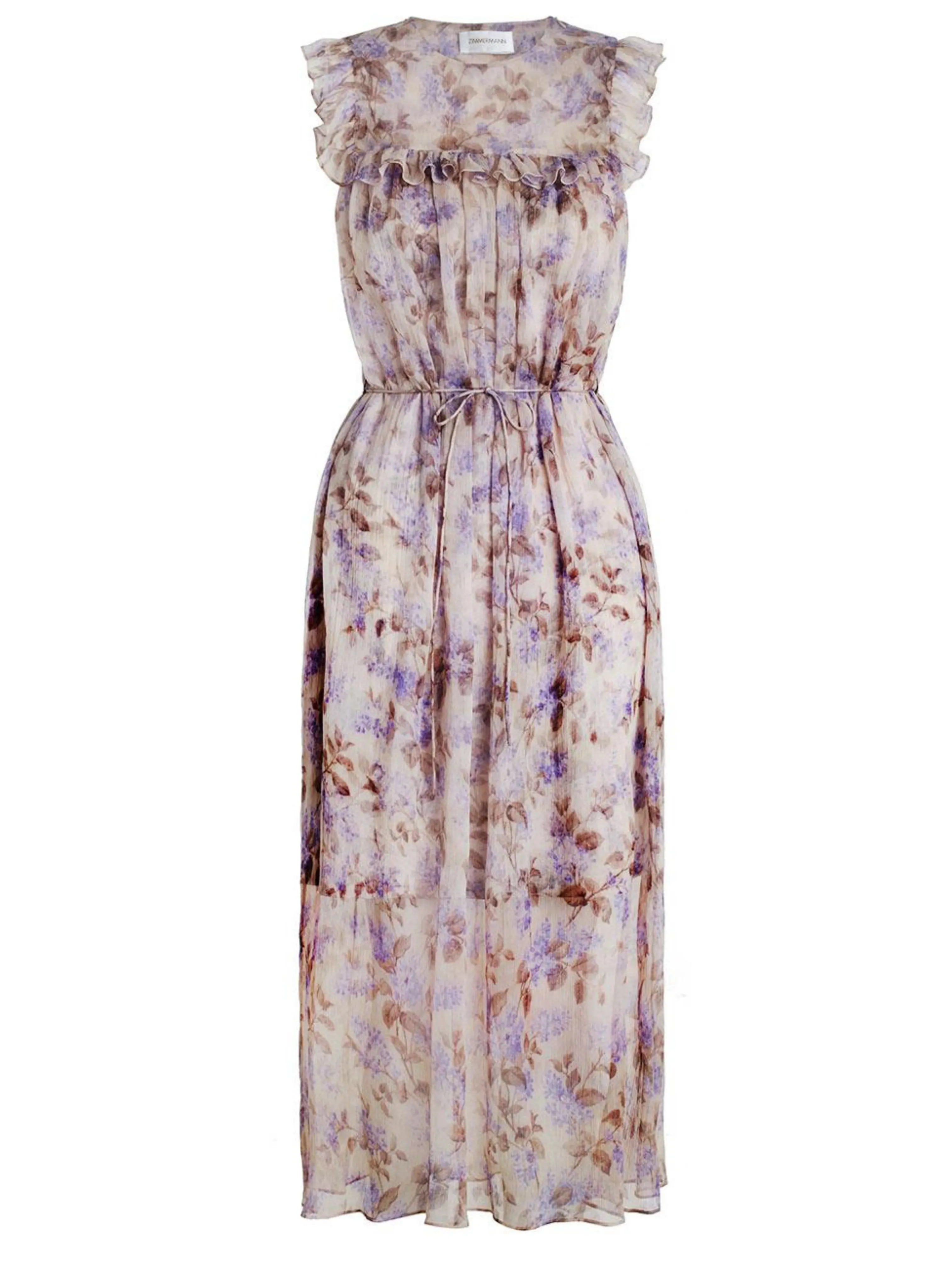 ZIMMERMANN - STRANDED BIB FLORAL MIDI DRESS - SZ 2