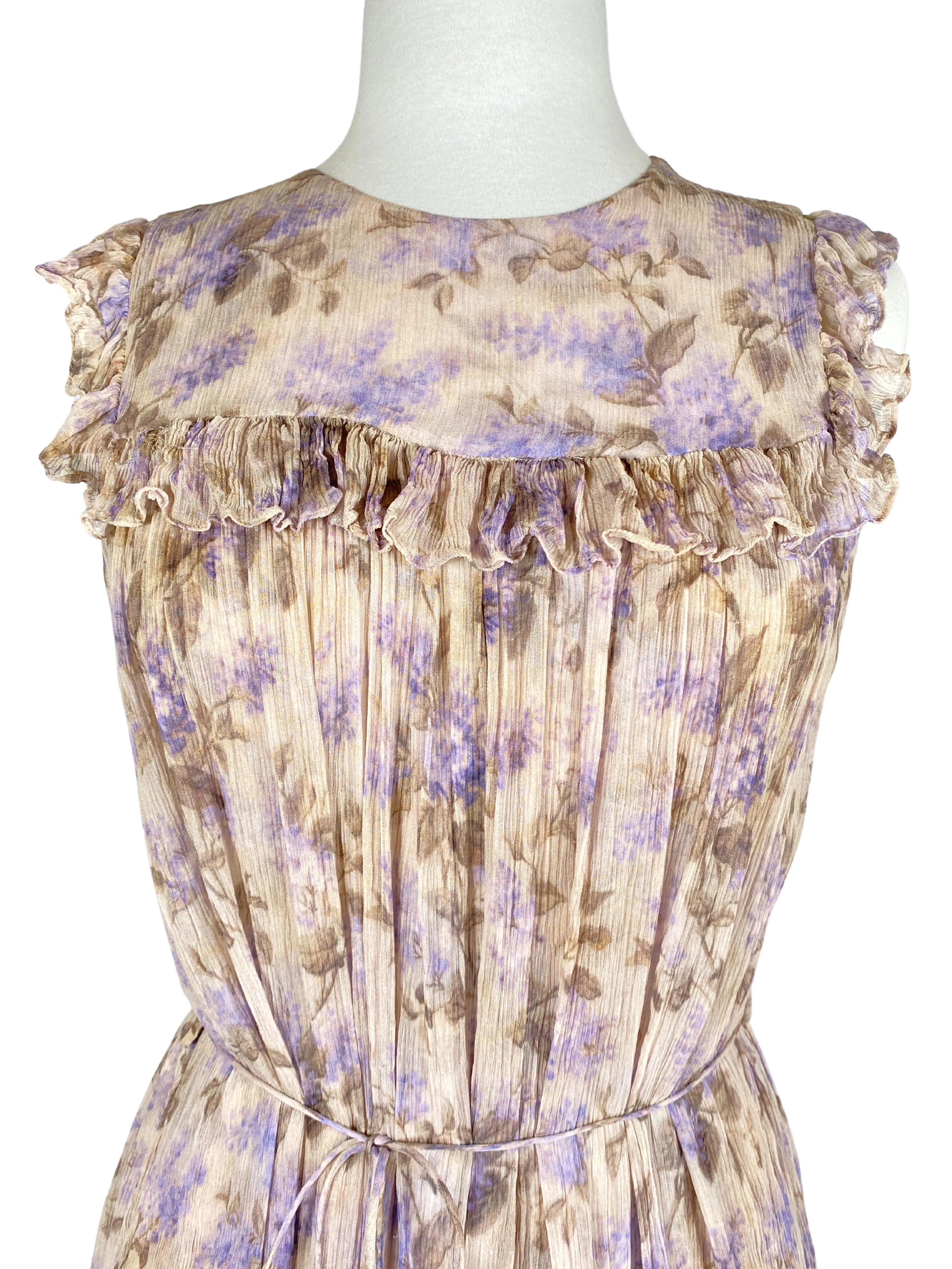 ZIMMERMANN - STRANDED BIB FLORAL MIDI DRESS - SZ 2