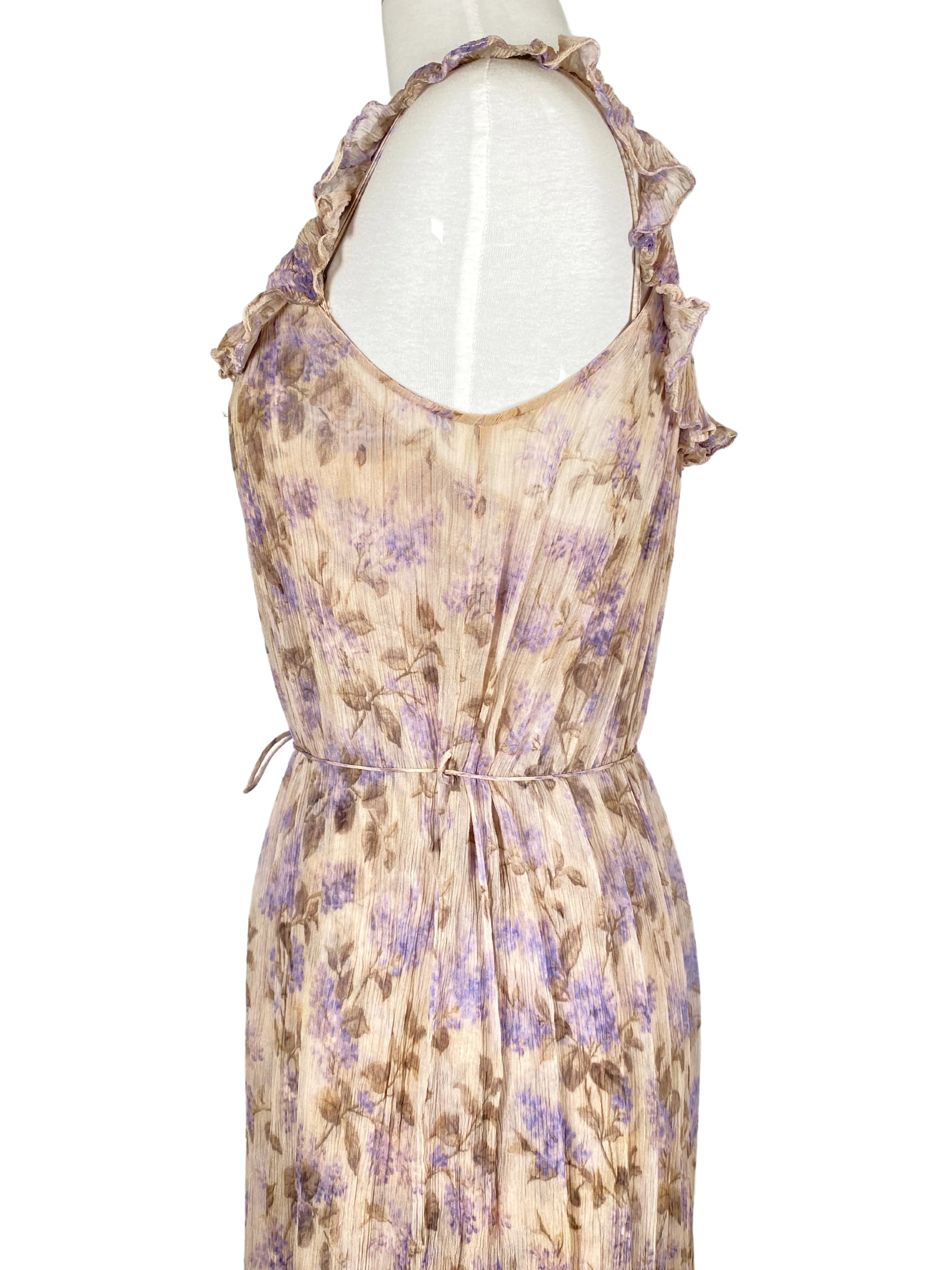 ZIMMERMANN - STRANDED BIB FLORAL MIDI DRESS - SZ 2