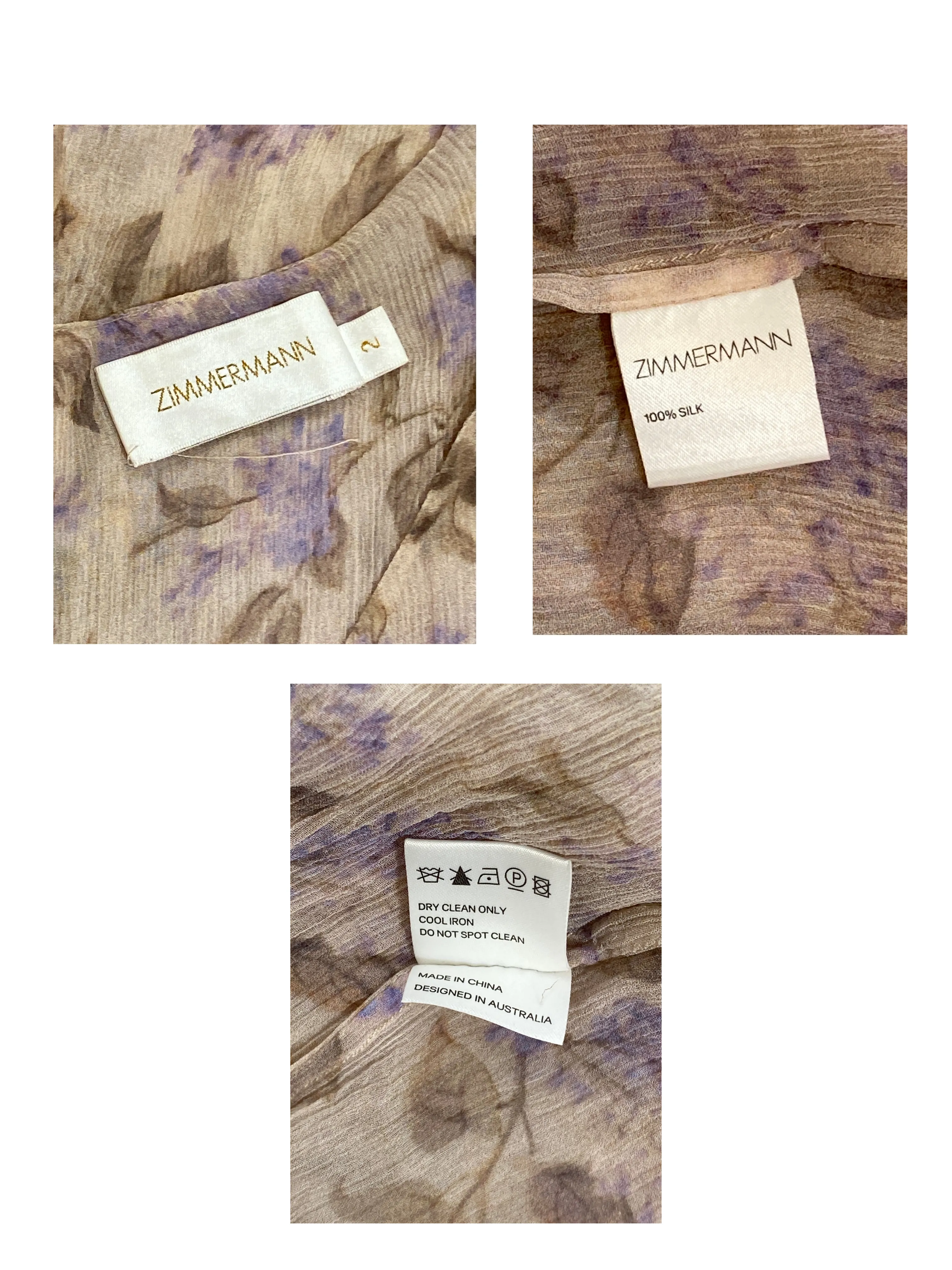 ZIMMERMANN - STRANDED BIB FLORAL MIDI DRESS - SZ 2